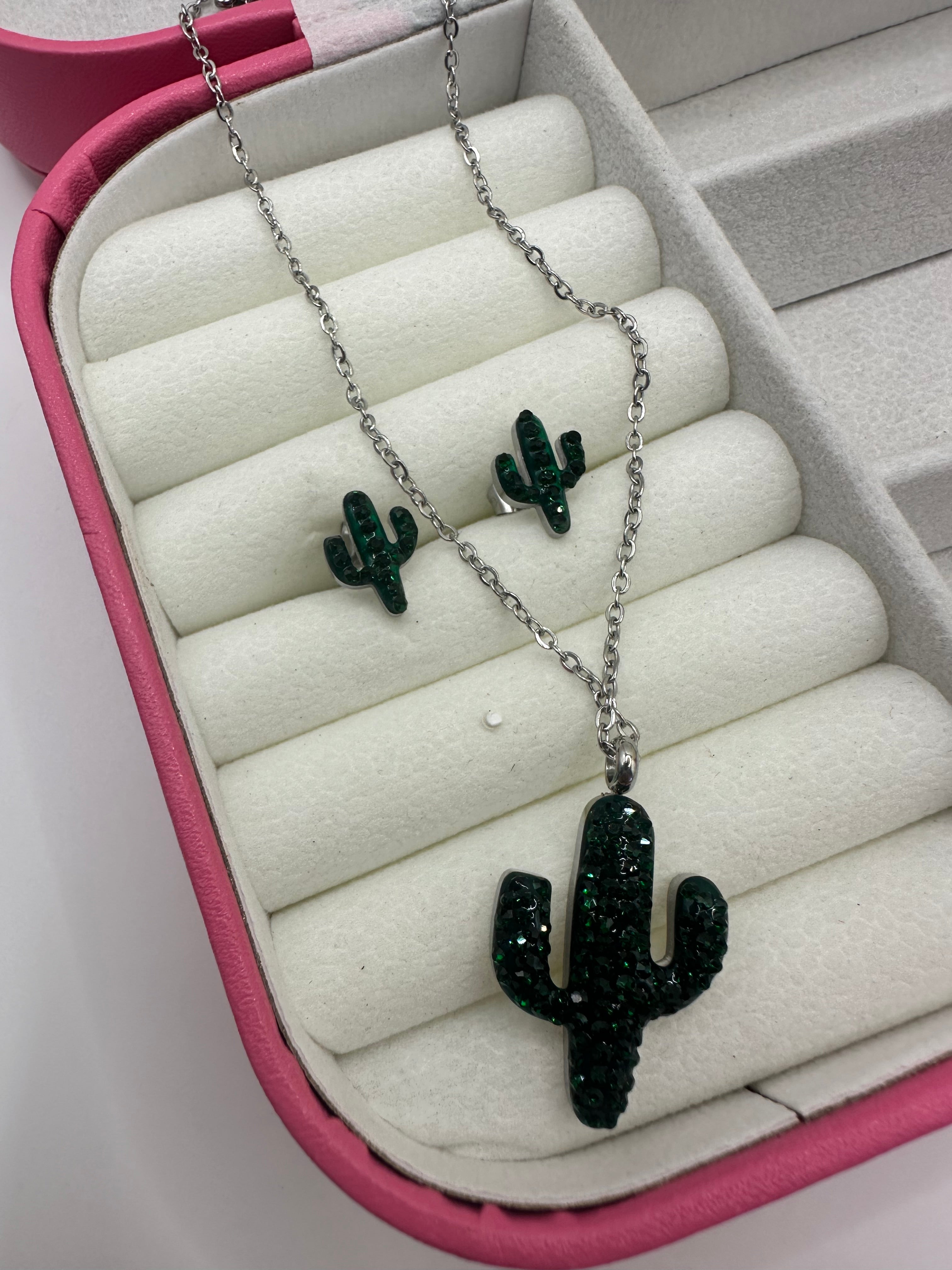 Cadena de Cactus con aretes de Cristal